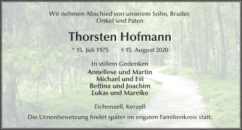 Traueranzeige von Thorsten Hofmann von FZ