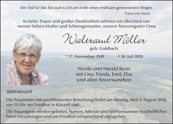 Traueranzeige von Waltraud Möller von FZ