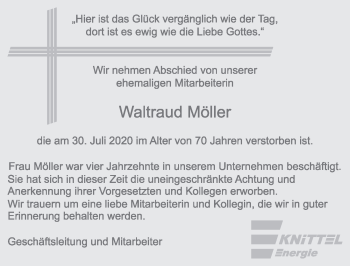 Traueranzeige von Waltraud Möller von FZ