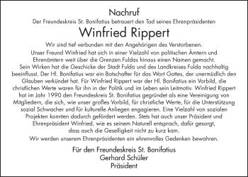 Traueranzeige von Winfried Rippert von FZ