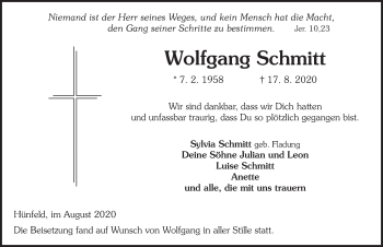 Traueranzeige von Wolfgang Schmitt von FZ
