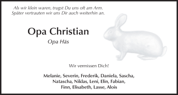 Traueranzeige von Christian Grasser von FZ