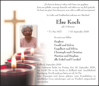 Traueranzeige von Else Koch von FZ