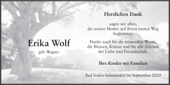 Traueranzeige von Erika Wolf von FZ