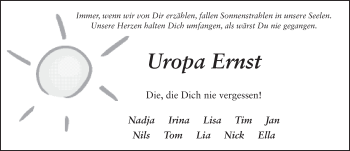 Traueranzeige von Ernst Wardenga von FZ
