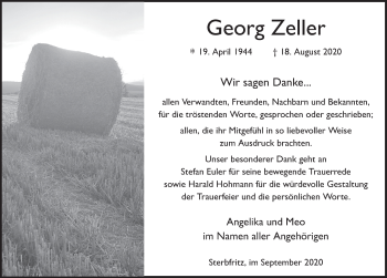 Traueranzeige von Georg Zeller von FZ