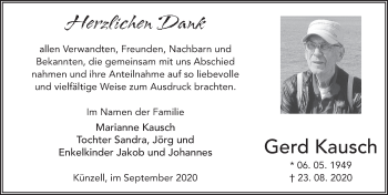 Traueranzeige von Gerd Kausch von FZ