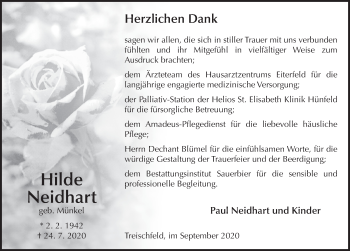 Traueranzeige von Hilde Neidhart von FZ