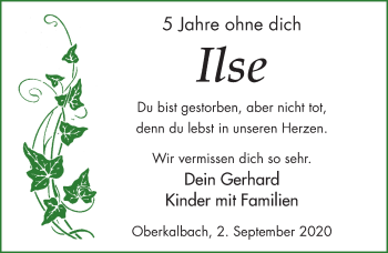 Traueranzeige von Ilse Däppenschmidt von FZ