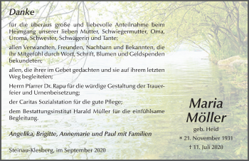 Traueranzeige von Maria Möller von FZ