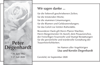 Traueranzeige von Peter Degenhardt von FZ