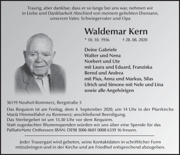 Traueranzeige von Waldemar Kern von FZ