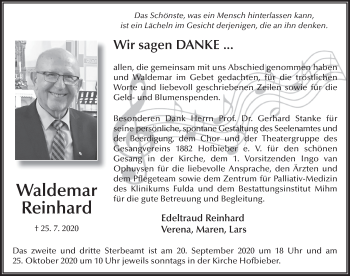 Traueranzeige von Waldemar Reinhard von FZ