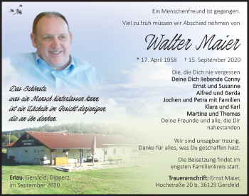Traueranzeige von Walter Maier von FZ