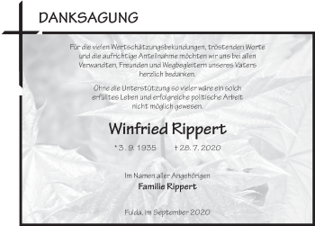 Traueranzeige von Winfried Rippert von FZ