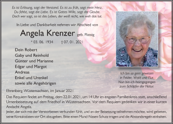 Traueranzeige von Angela Krenzer von FZ