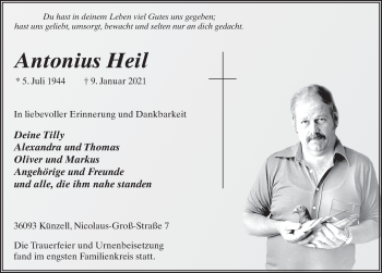 Traueranzeige von Antonius Heil von FZ