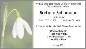 Traueranzeige von Barbara Schumann von FZ