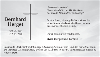 Traueranzeige von Bernhard Herget von FZ