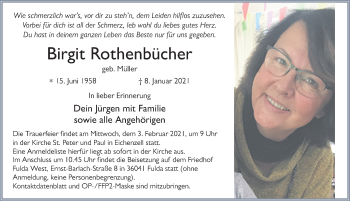Traueranzeige von Birgit Rothenbücher von FZ