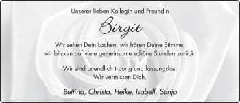 Traueranzeige von Birgit Rothenbücher von FZ