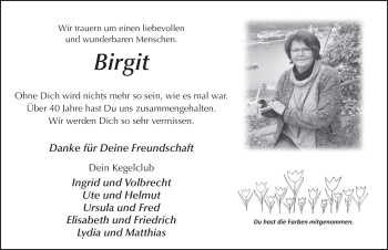 Traueranzeige von Birgit Rothenbücher von FZ
