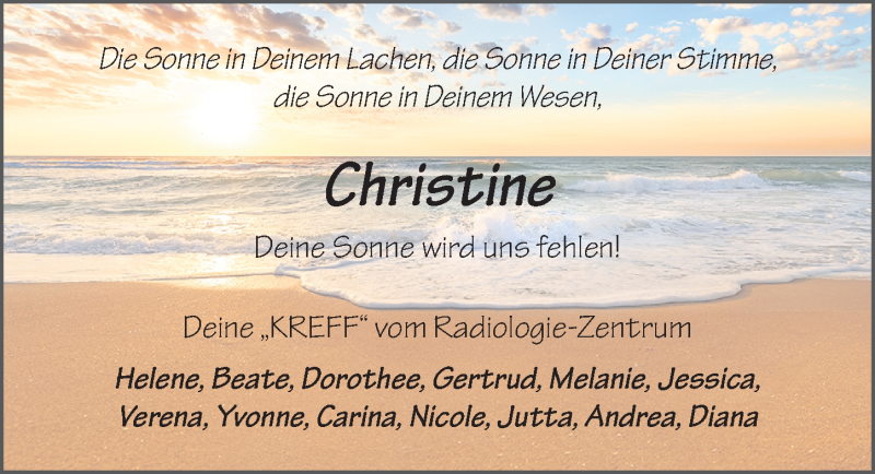  Traueranzeige für Christine Bien vom 19.01.2021 aus FZ