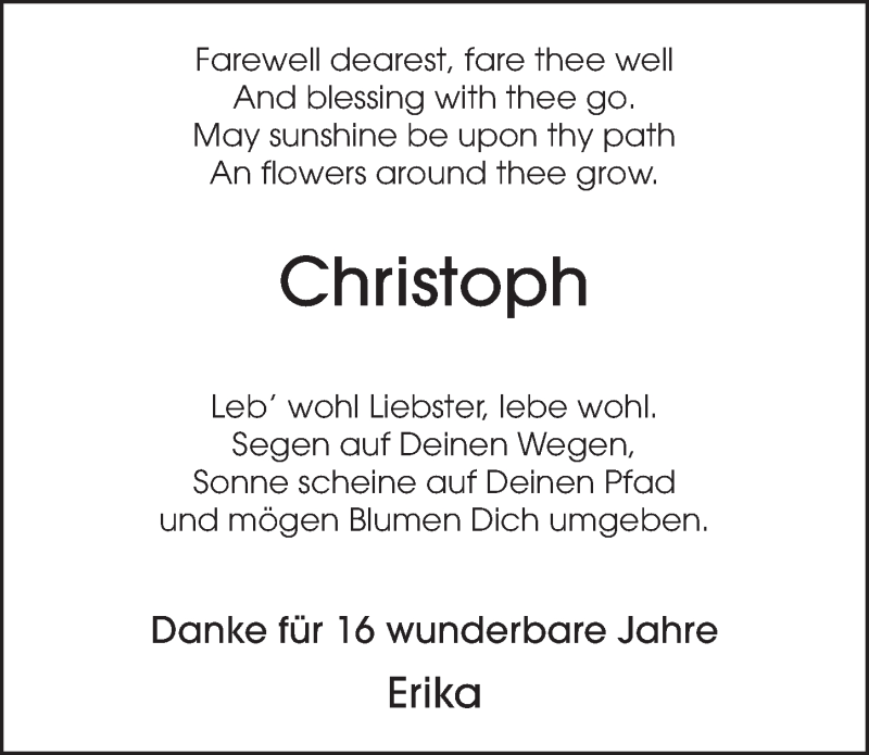  Traueranzeige für Christoph Ofenstein vom 31.12.2020 aus FZ