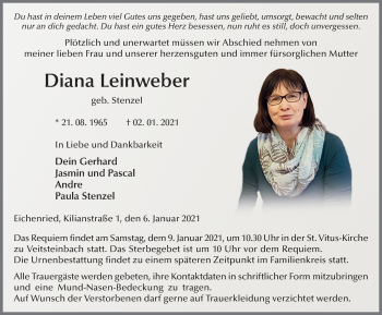 Traueranzeige von Diana Leinweber von FZ