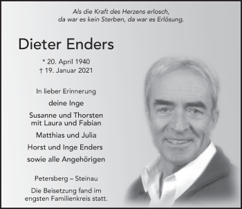 Traueranzeige von Dieter Enders von FZ