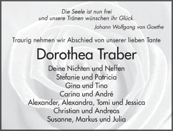 Traueranzeige von Dorothea Traber von FZ