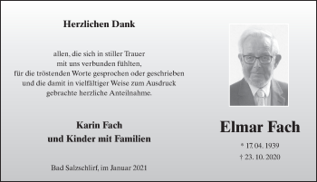 Traueranzeige von Elmar Fach von FZ
