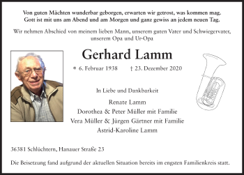 Traueranzeige von Gerhard Lamm von FZ