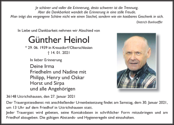 Traueranzeige von Günther Heinol von FZ
