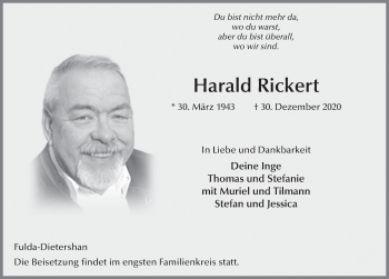 Traueranzeige von Harald Rickert von FZ