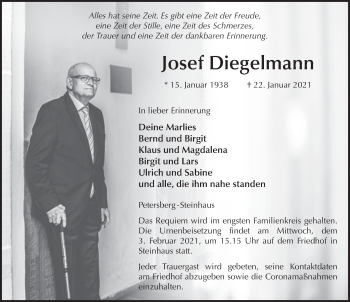 Traueranzeige von Josef Diegelmann von FZ