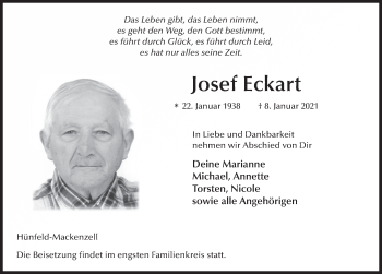 Traueranzeige von Josef Eckart von FZ