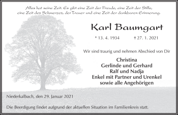 Traueranzeige von Karl Baumgart von FZ
