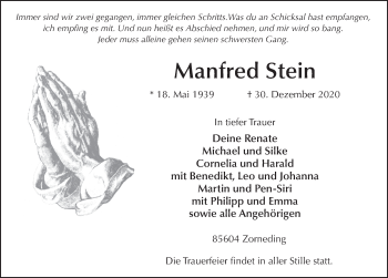 Traueranzeige von Manfred Stein von FZ