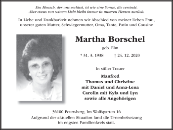 Traueranzeige von Martha Borschel von FZ