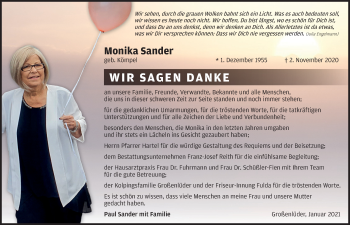 Traueranzeige von Monika Sander von FZ