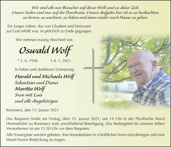 Traueranzeige von Oswald Wolf von FZ