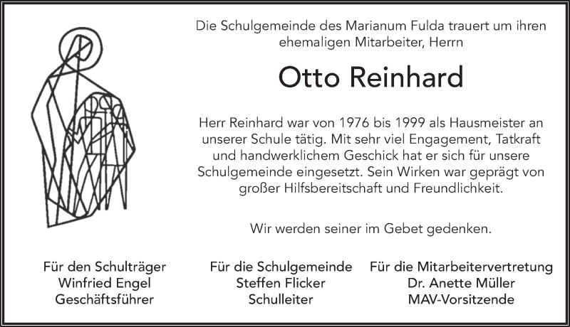  Traueranzeige für Otto Reinhard vom 21.01.2021 aus FZ
