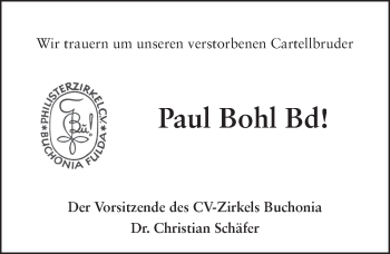 Traueranzeige von Paul Bohl von FZ