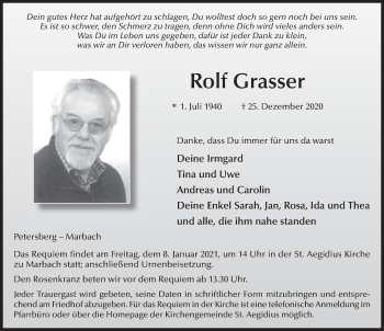 Traueranzeige von Rolf Grasser