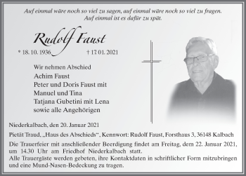 Traueranzeige von Rudolf Faust von FZ