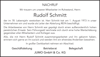 Traueranzeige von Rudolf Schmitt von FZ