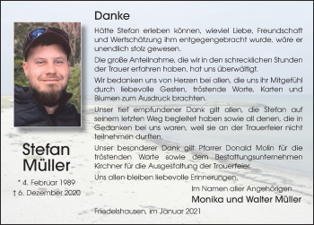 Traueranzeige von Stefan Müller von FZ