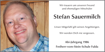 Traueranzeige von Stefan Sauermilch von FZ