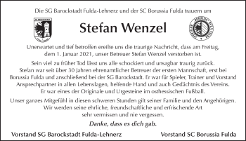 Traueranzeige von Stefan Wenzel von FZ